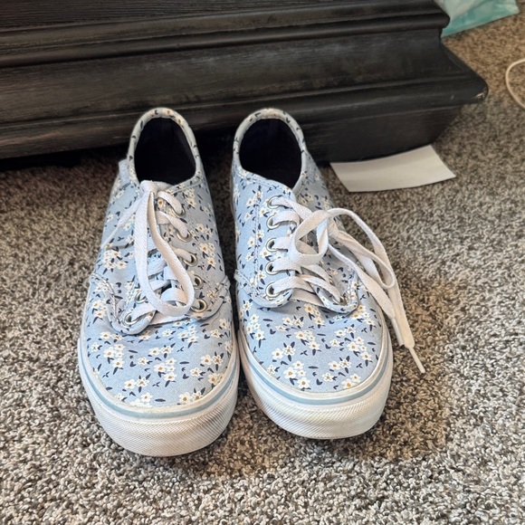 Vans Blue and White Floral Sneakers - Picture 1 of 3